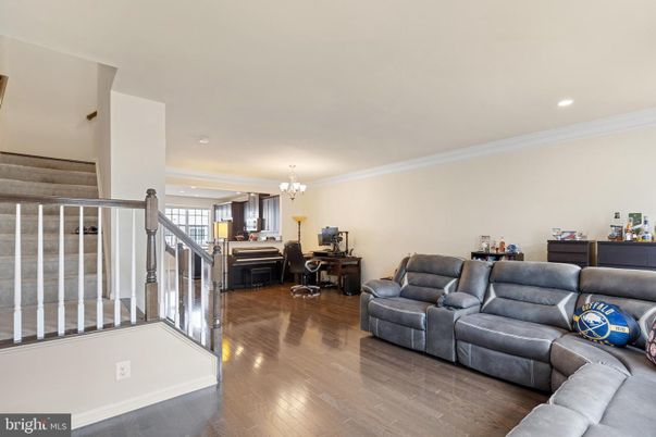 Chandelier, Home Office, Interior, Living room, Recessed Lighting, Wood Texture Flooring