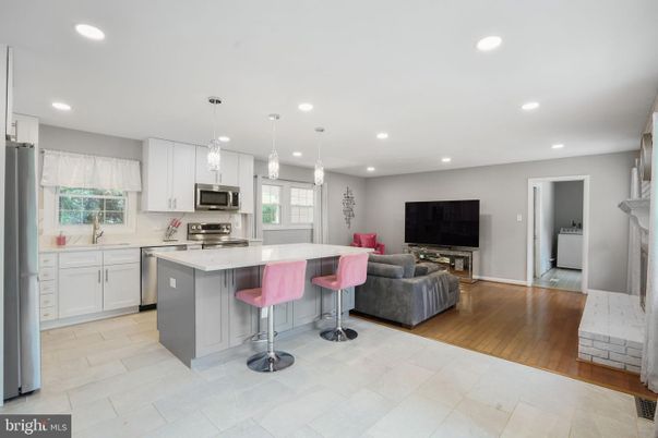 Interior, Kitchen, Living room, Pendant Lights, Recessed Lighting, Stainless Steel Appliances, Wood Texture Flooring