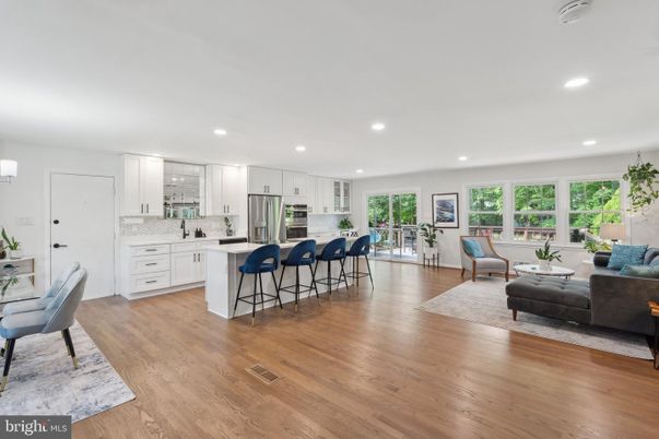Interior, Kitchen, Living room, Recessed Lighting, Stainless Steel Appliances, Wood Texture Flooring
