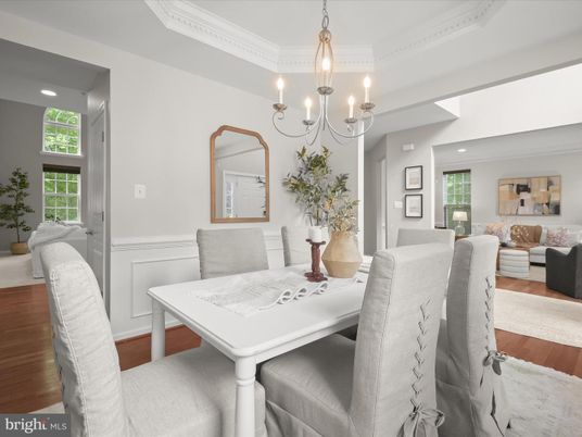 Chandelier, Dining room, Interior, Living room, Recessed Lighting, Wood Texture Flooring