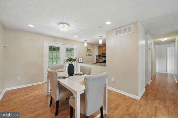 Dining room, Interior, Kitchen, Recessed Lighting, Wood Texture Flooring