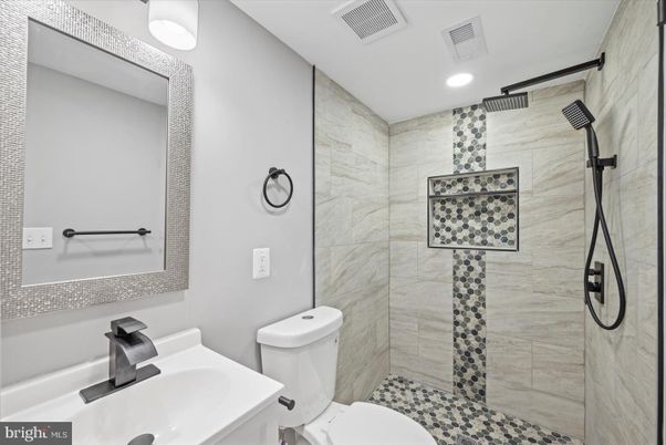 Bathroom, Glass Shower, Interior, Marble Walls, Recessed Lighting