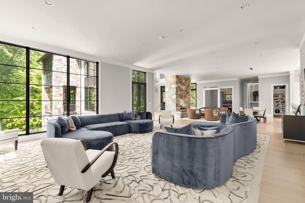 Dining room, Interior, Living room, Recessed Lighting, Stone Walls