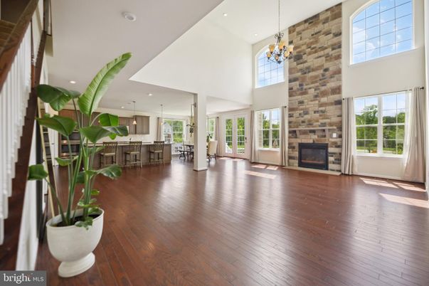 Chandelier, Dining room, Fireplace, Interior, Kitchen, Pendant Lights, Recessed Lighting, Wood Texture Flooring