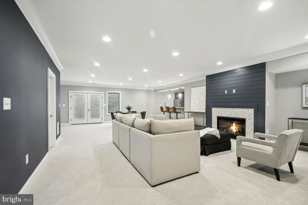 Dining room, Fireplace, Interior, Living room, Recessed Lighting
