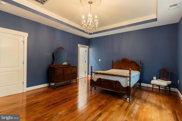 Bedroom, Chandelier, Interior, Wood Texture Flooring