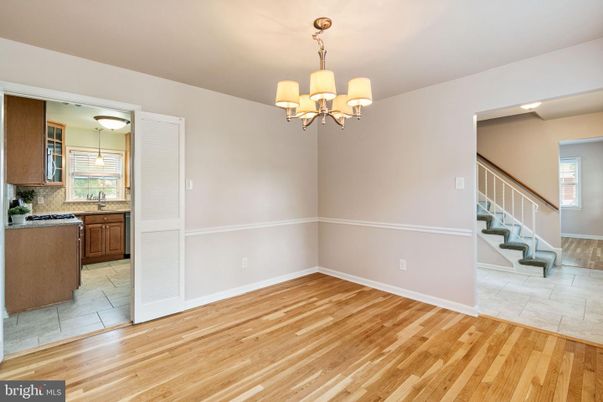Chandelier, Empty room, Interior, Kitchen, Wood Texture Flooring