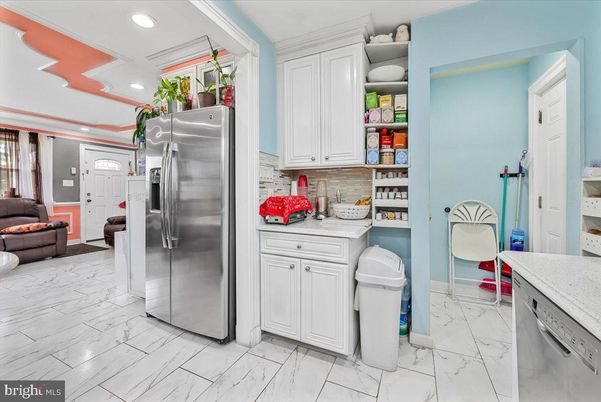 Interior, Kitchen, Marble, Recessed Lighting, Stainless Steel Appliances