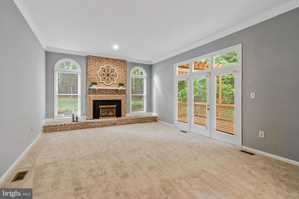 Empty room, Fireplace, Interior, Recessed Lighting, Stone Walls