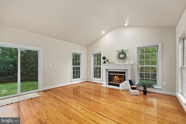 Empty room, Fireplace, Interior, Recessed Lighting, Wood Texture Flooring