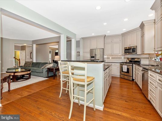 Interior, Kitchen, Living room, Recessed Lighting, Stainless Steel Appliances, Wood Texture Flooring