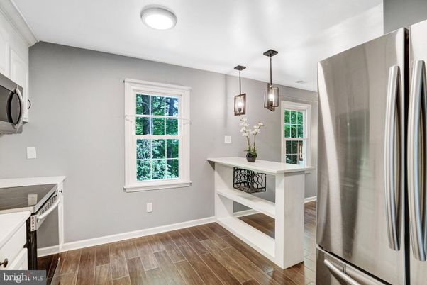 Interior, Kitchen, Pendant Lights, Stainless Steel Appliances, Wood Texture Flooring