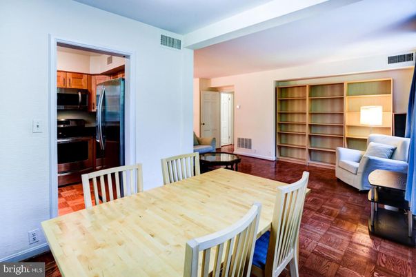 Dining room, Interior, Kitchen, Living room, Stainless Steel Appliances, Wood Texture Flooring