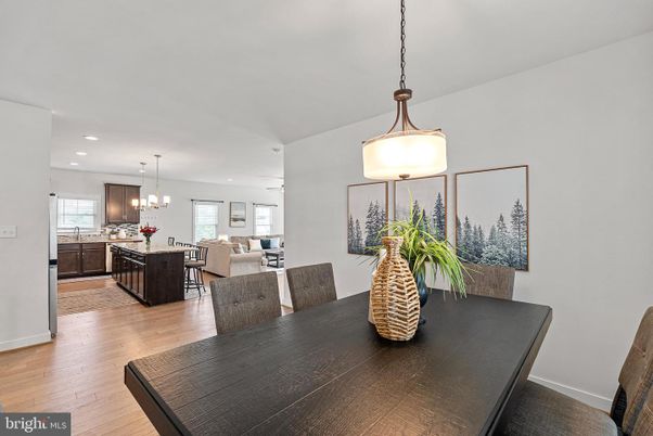 Dining room, Interior, Kitchen, Living room, Pendant Lights, Recessed Lighting, Wood Texture Flooring