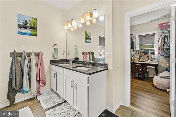 Bathroom, Dual Sink Vanities, Interior, Wood Texture Flooring