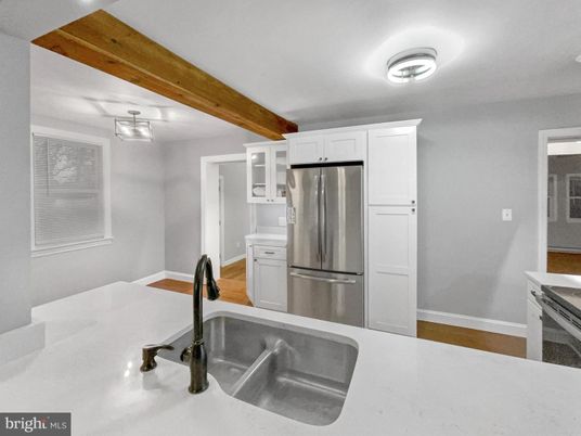 Interior, Kitchen, Stainless Steel Appliances, Wooden Beams, Wood Texture Flooring