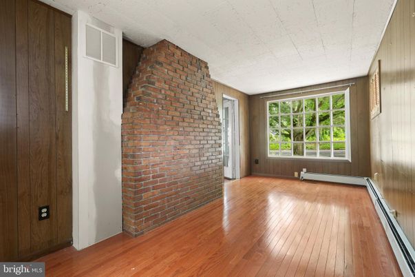 Empty room, Interior, Stone Walls, Wood Texture Flooring