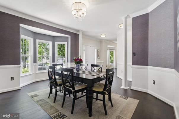 Chandelier, Dining room, Interior, Wood Texture Flooring