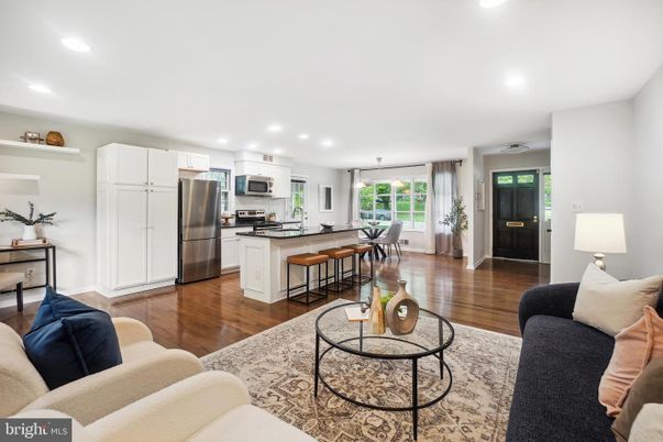 Dining room, Interior, Kitchen, Living room, Recessed Lighting, Stainless Steel Appliances, Wood Texture Flooring