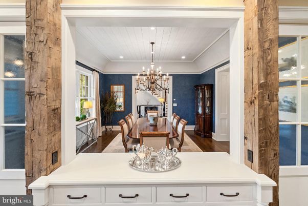 Chandelier, Dining room, Interior, Recessed Lighting, Wood Texture Flooring