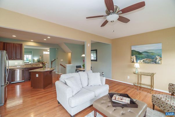 Interior, Kitchen, Living room, Recessed Lighting, Stainless Steel Appliances, Wood Texture Flooring