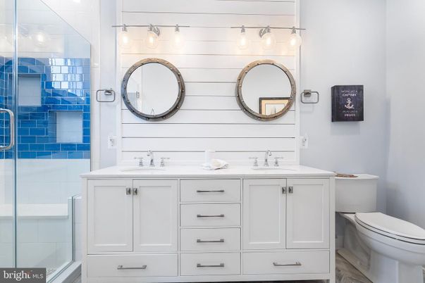 Bathroom, Dual Sink Vanities, Glass Shower, Interior