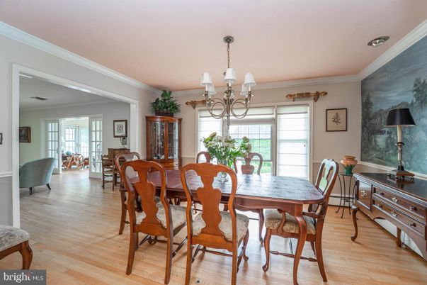 Chandelier, Dining room, Interior, Wood Texture Flooring
