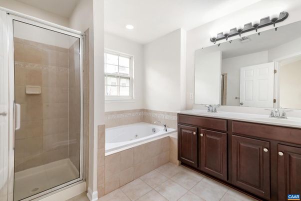Bathroom, Dual Sink Vanities, Glass Shower, Interior, Recessed Lighting