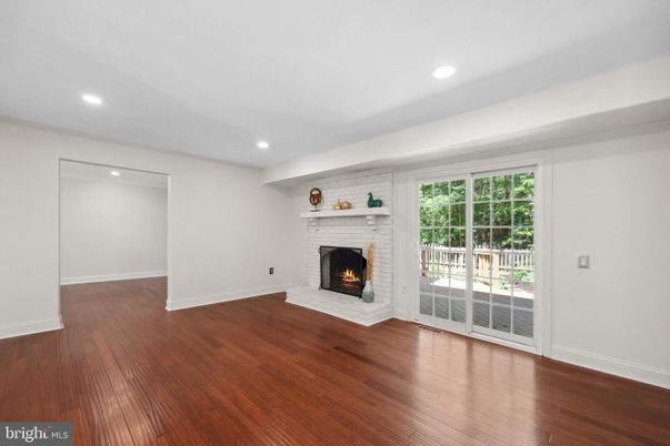 Empty room, Fireplace, Interior, Recessed Lighting, Wood Texture Flooring
