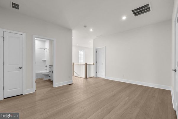 Bathroom, Empty room, Interior, Recessed Lighting, Wood Texture Flooring