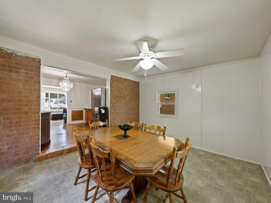 Chandelier, Dining room, Interior, Kitchen, Stone Walls, Wood Texture Flooring