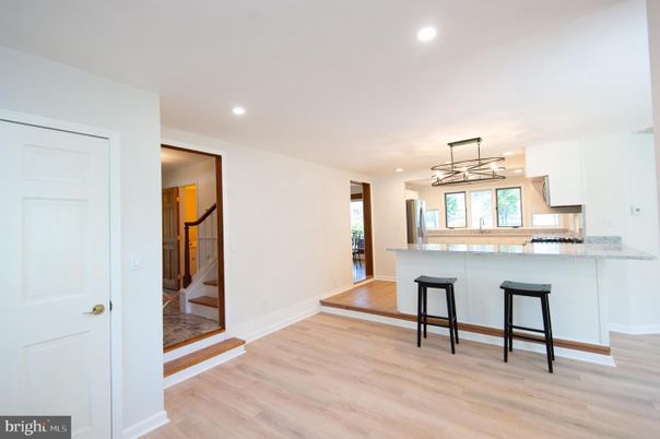 Interior, Kitchen, Pendant Lights, Recessed Lighting, Wood Texture Flooring