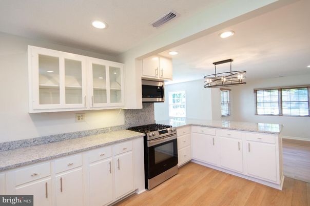Interior, Kitchen, Pendant Lights, Recessed Lighting, Wood Texture Flooring