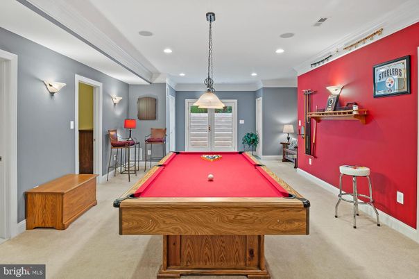 Billiard Table, Game Room, Interior, Pendant Lights, Recessed Lighting