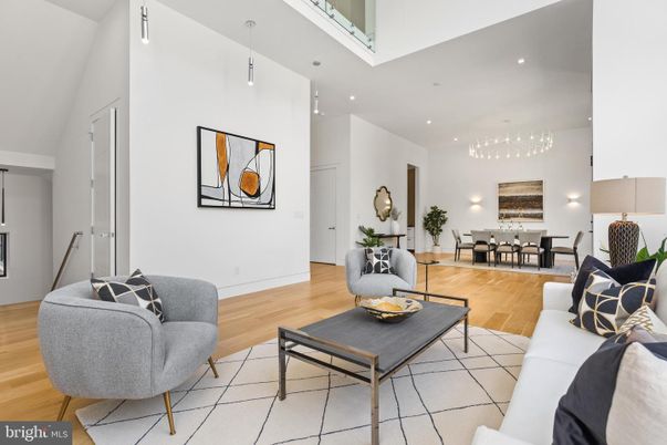 Dining room, Interior, Living room, Pendant Lights, Recessed Lighting, Wood Texture Flooring
