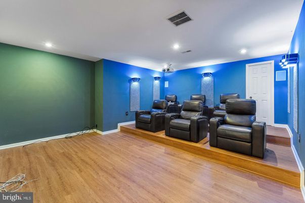 Home Theatre Room, Interior, Recessed Lighting, Theatre Room, Wood Texture Flooring