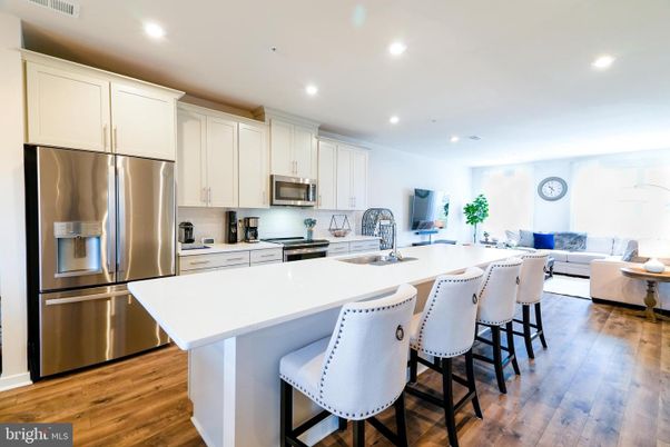 Interior, Kitchen, Living room, Recessed Lighting, Stainless Steel Appliances, Wood Texture Flooring