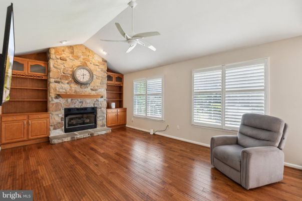 Empty room, Fireplace, Interior, Stone Walls, Wood Texture Flooring