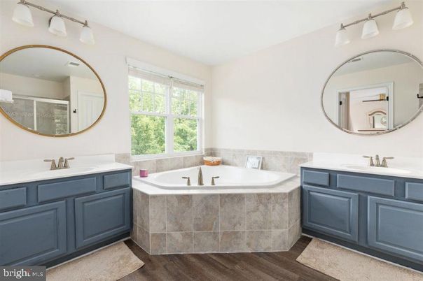 Bathroom, Dual Sink Vanities, Interior, Wood Texture Flooring