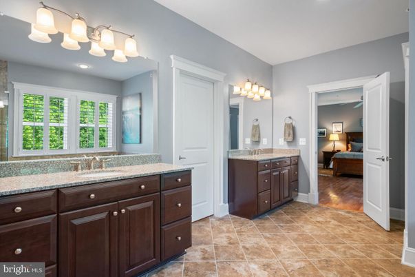 Bathroom, Bedroom, Dual Sink Vanities, Interior, Recessed Lighting, Wood Texture Flooring