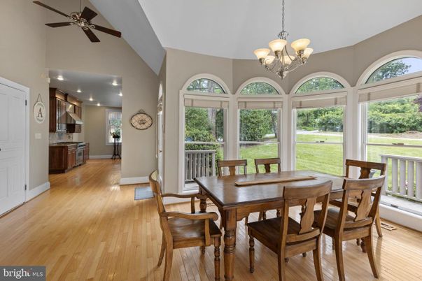 Chandelier, Dining room, Interior, Kitchen, Recessed Lighting, Wood Texture Flooring