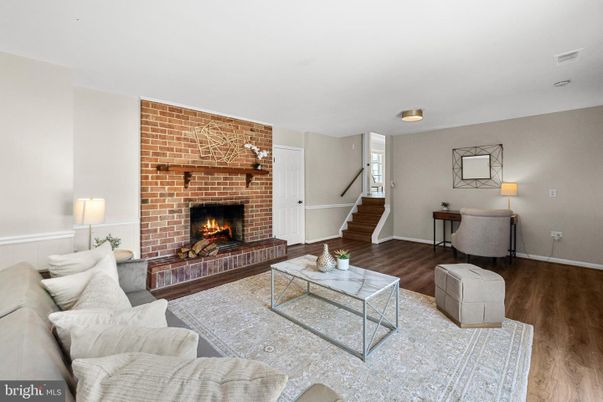 Fireplace, Interior, Living room, Stone Walls, Wood Texture Flooring