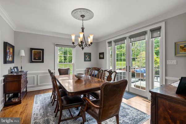 Chandelier, Dining room, Interior, Wood Texture Flooring