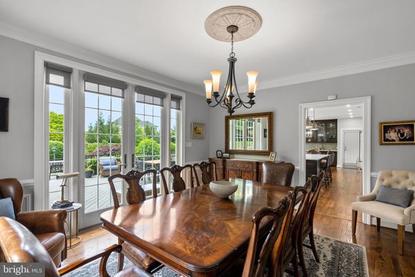 Chandelier, Dining room, Interior, Pendant Lights, Wood Texture Flooring