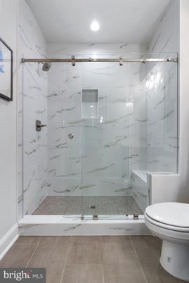 Bathroom, Glass Shower, Interior, Marble Walls, Recessed Lighting