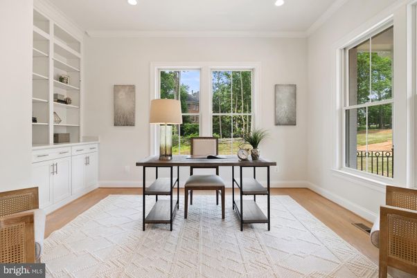Home Office, Interior, Recessed Lighting, Wood Texture Flooring