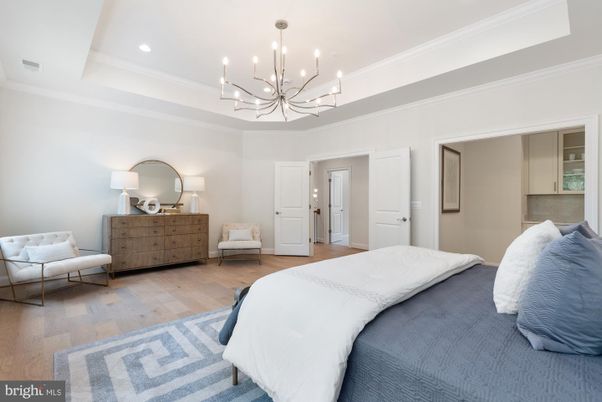 Bedroom, Interior, Pendant Lights, Recessed Lighting, Wood Texture Flooring