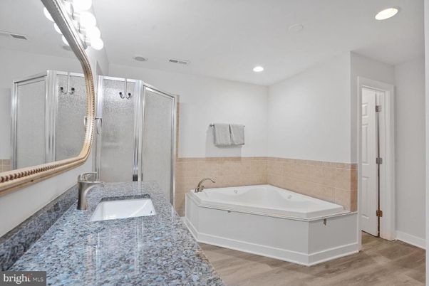 Bathroom, Interior, Recessed Lighting, Wood Texture Flooring