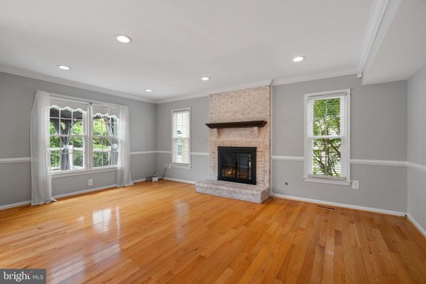 Empty room, Fireplace, Interior, Recessed Lighting, Wood Texture Flooring