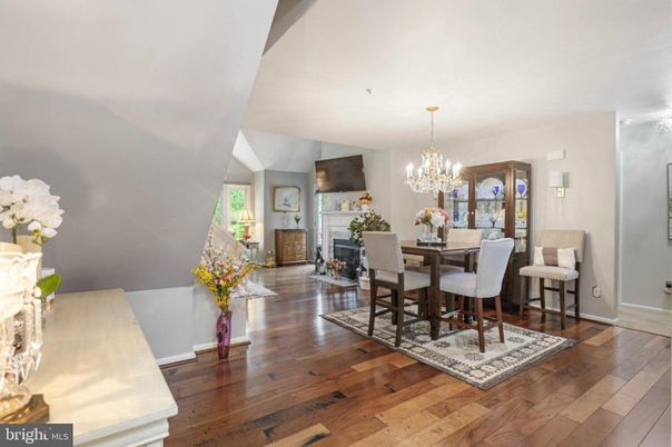 Chandelier, Dining room, Fireplace, Interior, Wood Texture Flooring